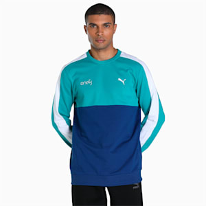 PUMA x one8 Colorblock Crew-Neck Men's Sweatshirt, Blazing Blue, extralarge-IND