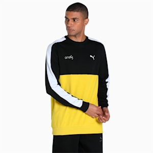 PUMA x one8 Colorblock Crew-Neck Men's Sweatshirt, Sun Ray Yellow, extralarge-IND