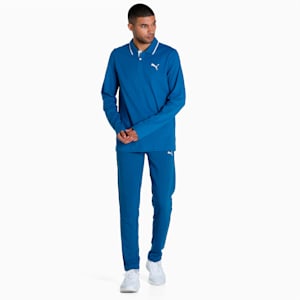 Long Sleeve Men's Polo, Lake Blue