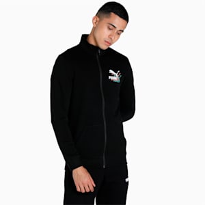 Knitted Multi Logo Men's Slim Fit Jacket, Puma Black, extralarge-IND