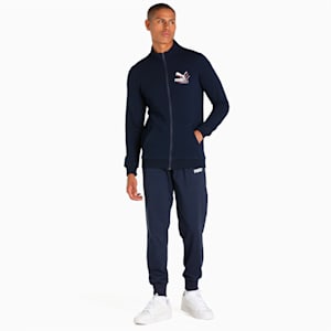 Knitted Multi Logo Men's Slim Fit Jacket, Peacoat, extralarge-IND