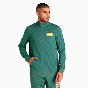 Knitted FF Logo Men's Slim Fit Jacket, Deep Forest, extralarge-IND