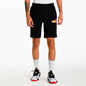 Men's Multi Logo Knitted Shorts, Puma Black, extralarge-IND