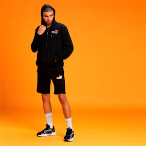 Men's Multi Logo Knitted Shorts, Puma Black, extralarge-IND