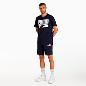 Men's Multi Logo Knitted Shorts, Peacoat, extralarge-IND