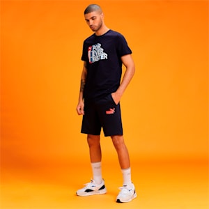 Men's Multi Logo Knitted Shorts, Peacoat, extralarge-IND