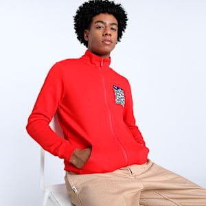 Graphic Logo Men's Slim Fit Jacket, For All Time Red, extralarge-IND