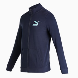 Knitted Multi Logo Men's Slim Fit Jacket, Peacoat, extralarge-IND