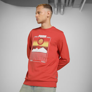 3D Graphic Men's Regular Fit Sweatshirt, Burnt Red, extralarge-IND