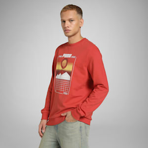 3D Graphic Men's Regular Fit Sweatshirt, Burnt Red, extralarge-IND