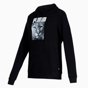 Cat Graphic Men's Regular Fit Hoodie, Puma Black, extralarge-IND