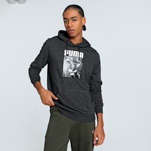 Cat Graphic Men's Regular Fit Hoodie, Dark Gray Heather, extralarge-IND