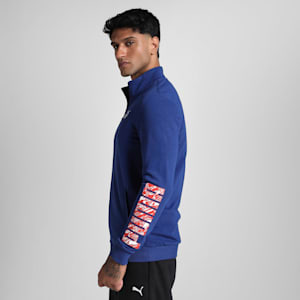 Men's Graphic Slim Fit Jacket, Blazing Blue, extralarge-IND
