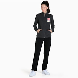 Geometric Graphic Women's Regular Fit Jacket, Dark Gray Heather, extralarge-IND