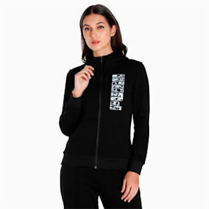 Camo Graphic Women's Regular Fit Hoodie, Puma Black, extralarge-IND