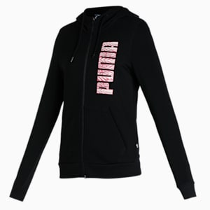 Women's Regular Fit Graphic Hoodie, Puma Black, extralarge-IND