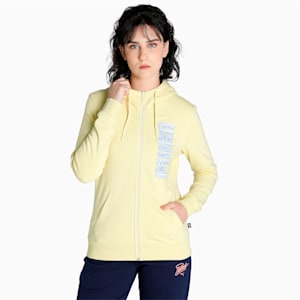 Women's Regular Fit Graphic Hoodie, Pale Lemon, extralarge-IND