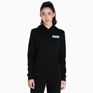 Floral Graphic Women's Regular Fit Hoodie, Puma Black, extralarge-IND