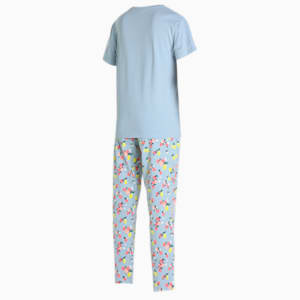 Women's Regular Fit T-Shirt & Pants Set, Blue Fog-Blue Fog, extralarge-IND