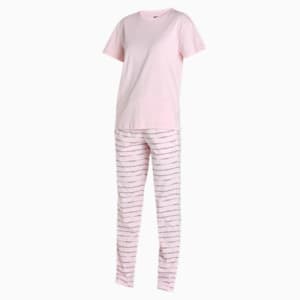 Women's T-Shirt & Pants Set, Chalk Pink-Chalk Pink, extralarge-IND