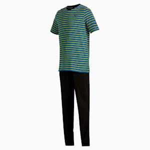 Men's Striped T-Shirt &amp; Joggers Set, Victoria Blue-Puma Black, extralarge-IND