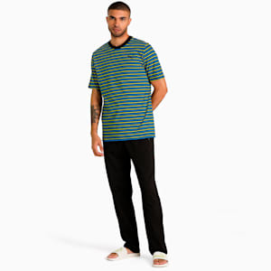 Men's Striped T-Shirt &amp; Joggers Set, Victoria Blue-Puma Black, extralarge-IND