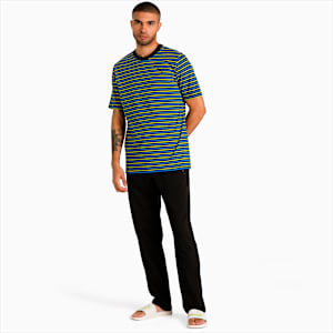 Men's Striped T-shirt Joggers Set, Victoria Blue-Puma Black, extralarge-IND