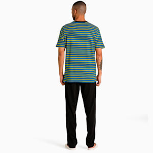 PUMA Men's Stripe T-Shirt & Joggers Set, Victoria Blue-Puma Black, extralarge-IND