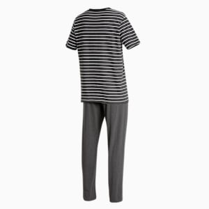 Men's Striped T-Shirt &amp; Joggers Set, Dark Gray Heather-Dark Gray Heather, extralarge-IND
