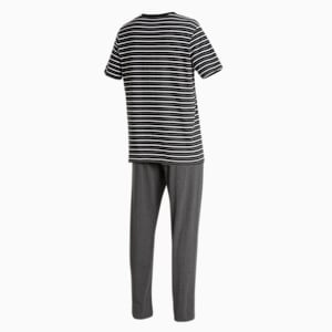 PUMA Men's Striped T-Shirt &amp; Joggers Set, Dark Gray Heather-Dark Gray Heather, extralarge-IND