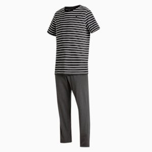 PUMA Men's Stripe T-Shirt & Joggers Set, Dark Gray Heather-Dark Gray Heather