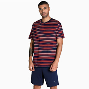 PUMA Men's Stripe T-Shirt & Shorts Set, Peacoat-Peacoat, extralarge-IND