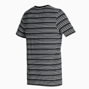 Men's Stripe T-Shirt & Shorts Set, Puma Black-CASTLEROCK, extralarge-IND