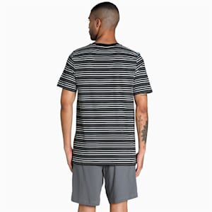 Men's Stripe T-Shirt & Shorts Set, Puma Black-CASTLEROCK, extralarge-IND
