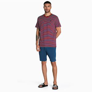 PUMA Men's Stripe T-Shirt & Shorts Set, Rhubarb-Dark Denim, extralarge-IND