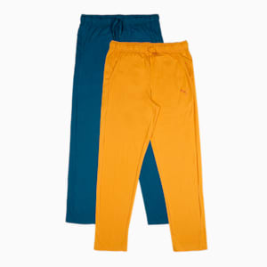 PUMA Boy's Regular Fit Joggers Pack of 2, Blue Coral-Mineral Yellow, extralarge-IND