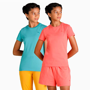 Girl's Regular Fit T-Shirts Pack of 2, Georgia Peach-Porcelain, extralarge-IND