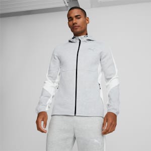 メンズ EVOSTRIPE フルジップ フーディー, Light Gray Heather