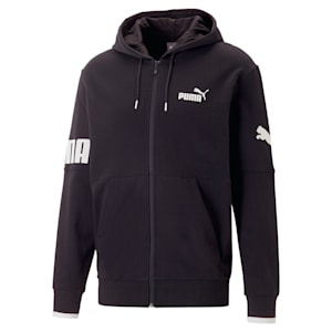 メンズ PUMA POWER カラーブロック フルジップ フーディー, PUMA Black