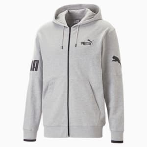 メンズ PUMA POWER カラーブロック フルジップ フーディー, Light Gray Heather