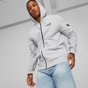 メンズ PUMA POWER カラーブロック フルジップ フーディー, Light Gray Heather