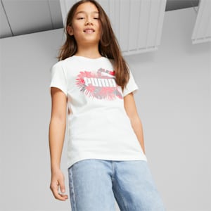 キッズ ガールズ ESS+ フラワー パワー 半袖 Tシャツ 120-160cm, PUMA White