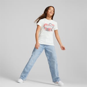 キッズ ガールズ ESS+ フラワー パワー 半袖 Tシャツ 120-160cm, PUMA White