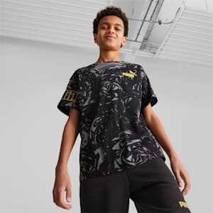 キッズ ボーイズ PUMA POWER サマー AOP 半袖 Tシャツ 120-160cm, PUMA Black