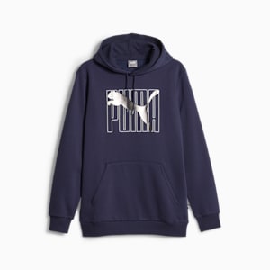 Sudadera con gorra ESS+ Logo Lab para hombre, PUMA Navy, extralarge