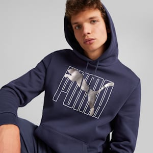 Sudadera con gorra ESS+ Logo Lab para hombre, PUMA Navy, extralarge