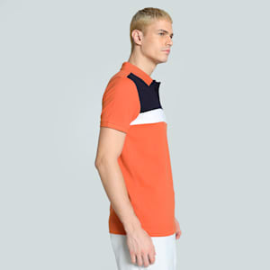 Stylized Colorblock Men's Slim Fit Polo, Chili Powder-PUMA White, extralarge-IND