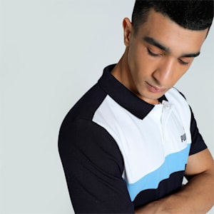 Stylized Colorblock Men's Slim Fit Polo, New Navy-Day Dream, extralarge-IND