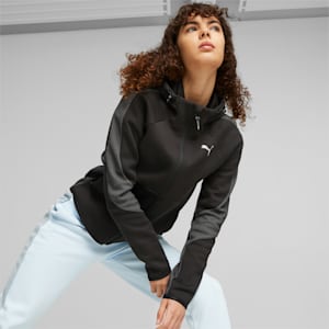 EVOSTRIPE Women's Full-Zip Hoodie, PUMA Black, extralarge-IND