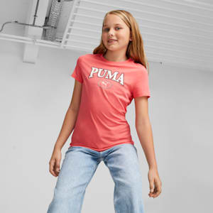 PUMA SQUAD Big Kids' Graphic Tee, Electric Blush, extralarge